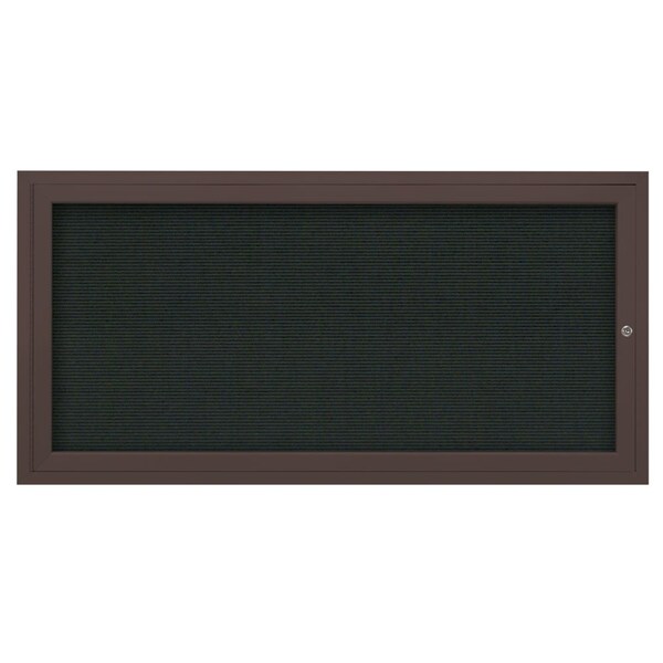 72"x36" 3-Door Enclosed Outdoor Letterboard, Hdr, Black Felt/Bronze